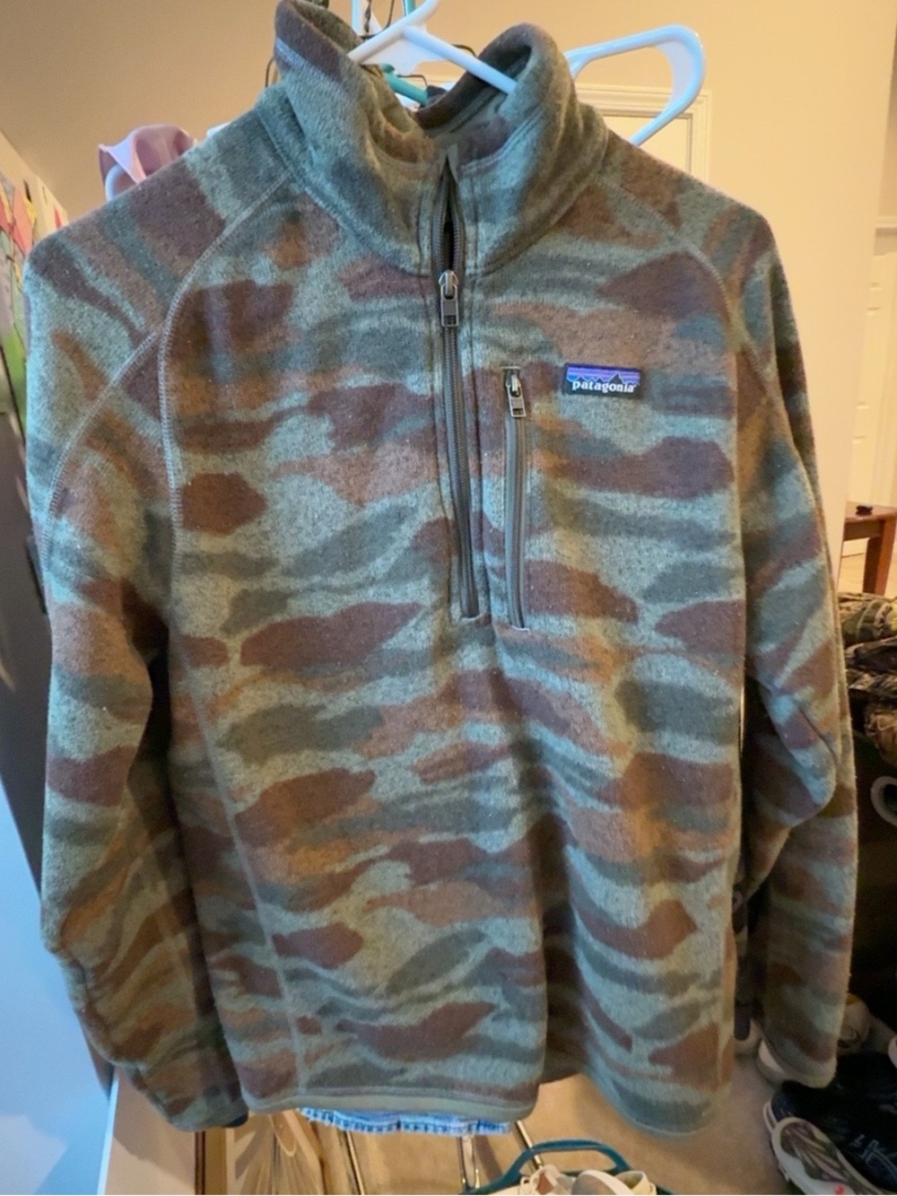 Patagonia Men’s Better Sweater 1/4 Zip Camo Fleece Pullover Small